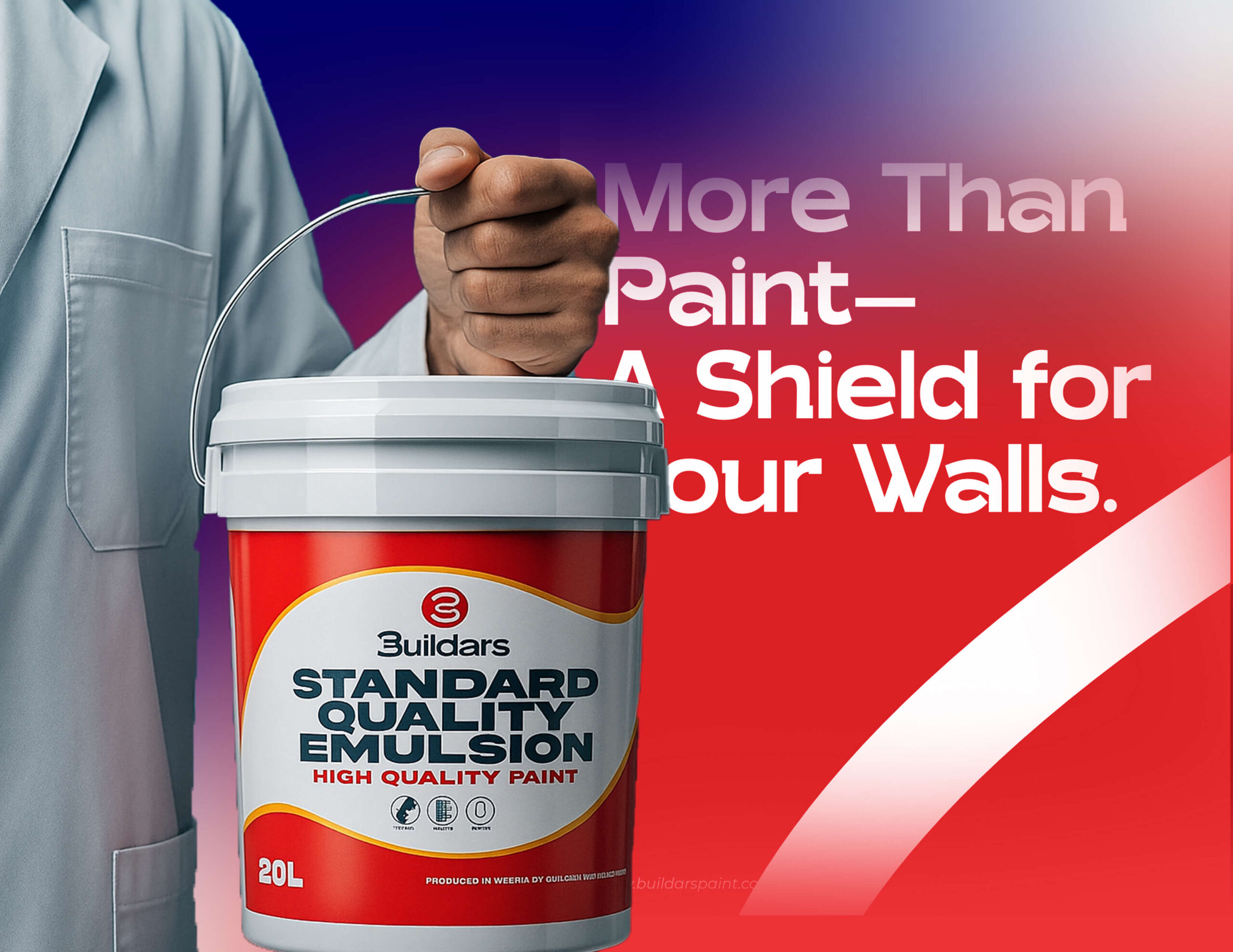 a main holding buildars paint bucket